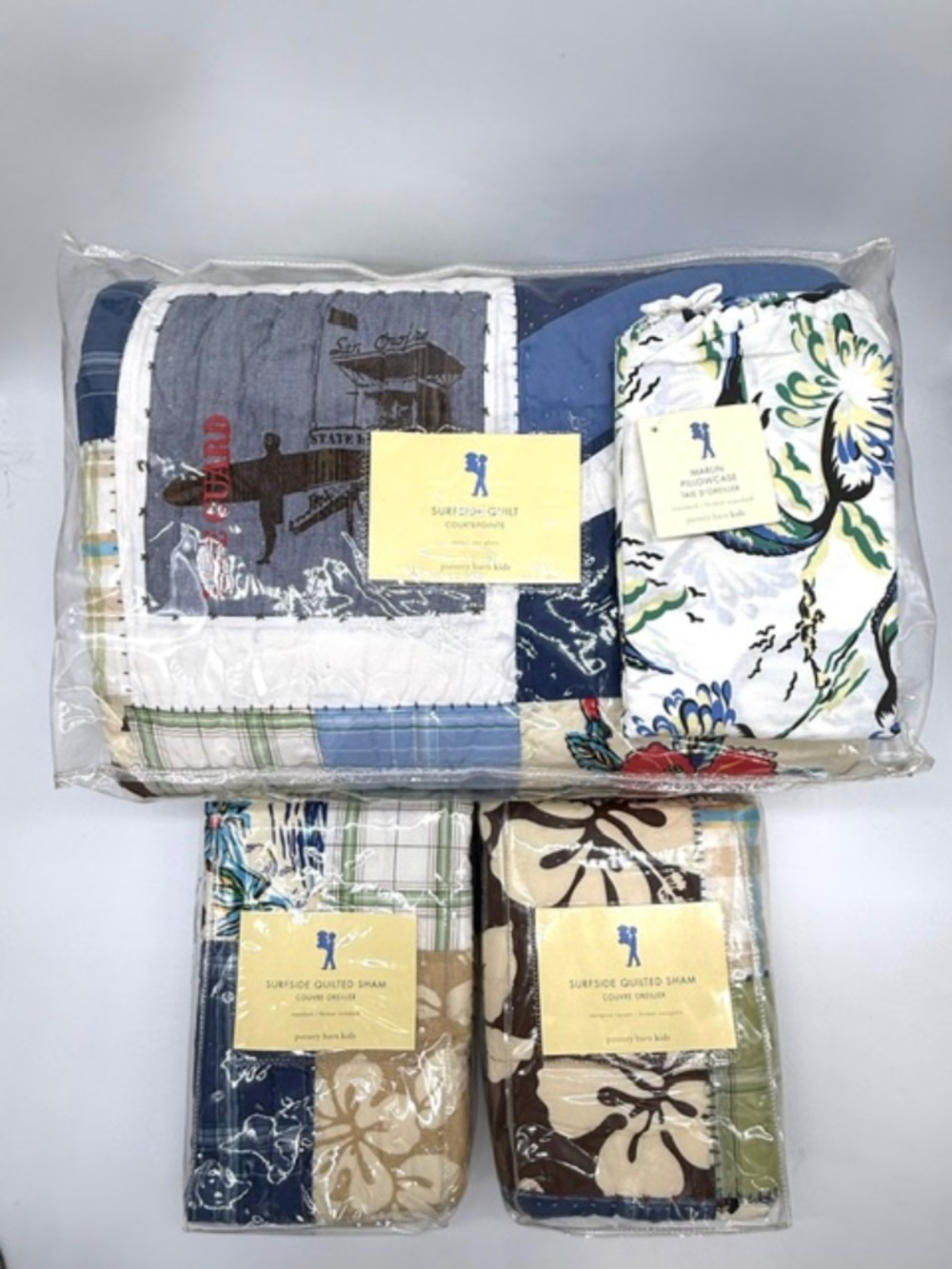 Pottery Barn Kids Surfside Patchwork Twin Quilt~Shams~Pillowcase~Rare~Vintage~